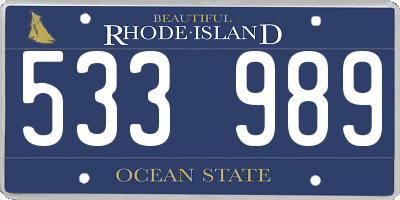 RI license plate 533989