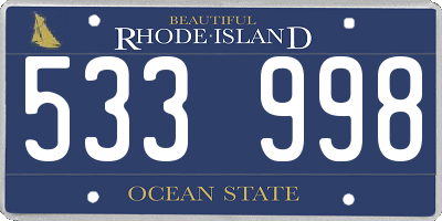 RI license plate 533998