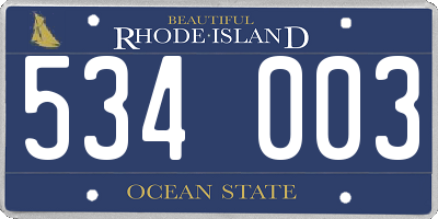 RI license plate 534003