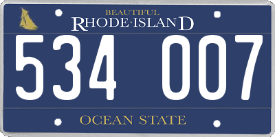 RI license plate 534007