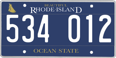 RI license plate 534012