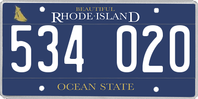 RI license plate 534020