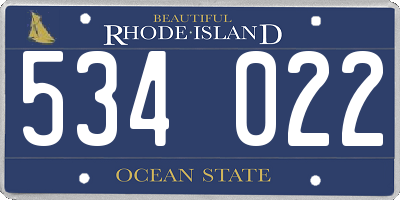 RI license plate 534022