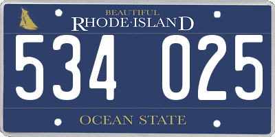 RI license plate 534025
