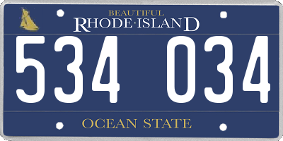 RI license plate 534034