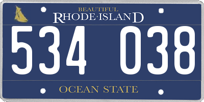 RI license plate 534038