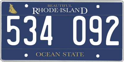 RI license plate 534092
