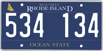 RI license plate 534134