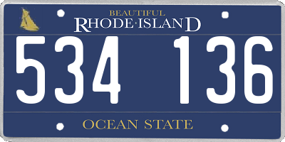 RI license plate 534136