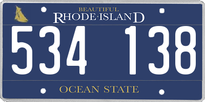 RI license plate 534138