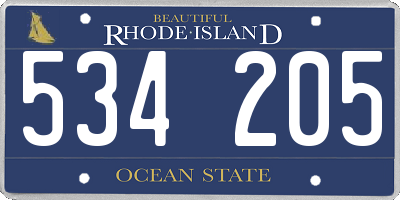 RI license plate 534205