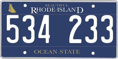 RI license plate 534233