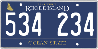 RI license plate 534234