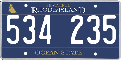 RI license plate 534235