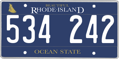 RI license plate 534242