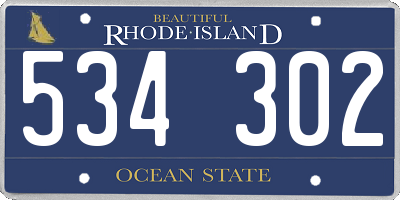 RI license plate 534302