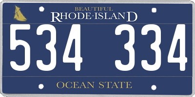 RI license plate 534334