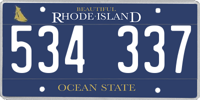 RI license plate 534337