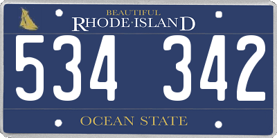 RI license plate 534342