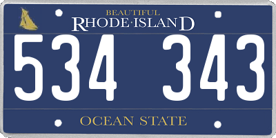 RI license plate 534343