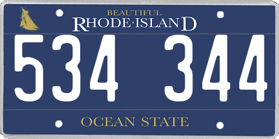 RI license plate 534344