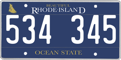 RI license plate 534345