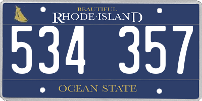 RI license plate 534357