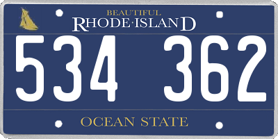 RI license plate 534362