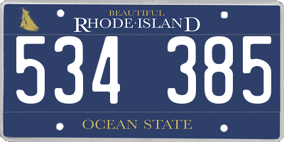 RI license plate 534385