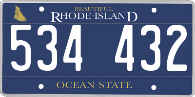 RI license plate 534432