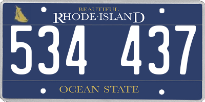 RI license plate 534437