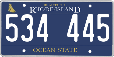 RI license plate 534445