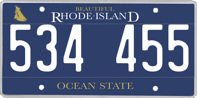 RI license plate 534455