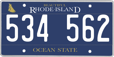 RI license plate 534562