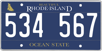 RI license plate 534567