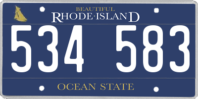 RI license plate 534583