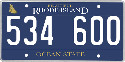 RI license plate 534600