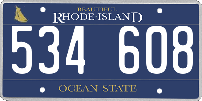 RI license plate 534608