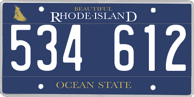 RI license plate 534612