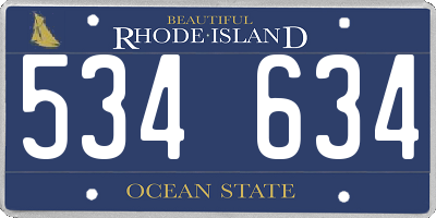RI license plate 534634