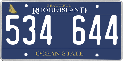 RI license plate 534644