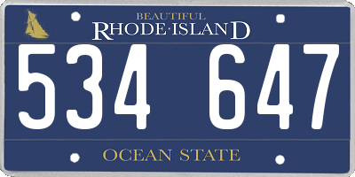 RI license plate 534647