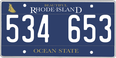 RI license plate 534653