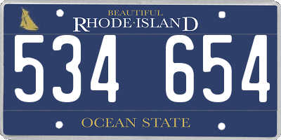 RI license plate 534654