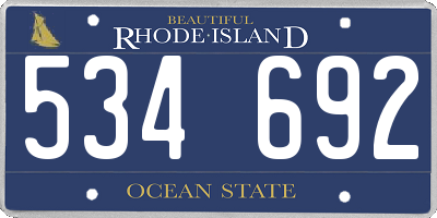 RI license plate 534692