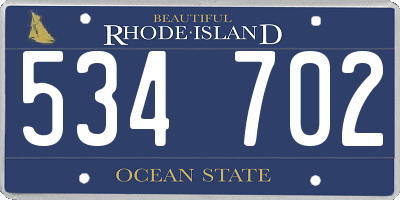 RI license plate 534702