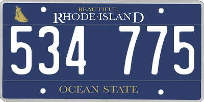 RI license plate 534775