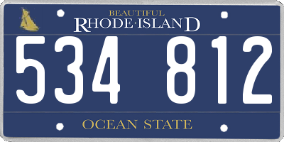 RI license plate 534812