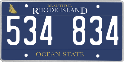 RI license plate 534834