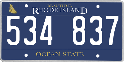 RI license plate 534837